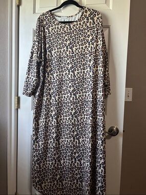 NUGGLES: Leopard Print Swing Dress - Beige and Black